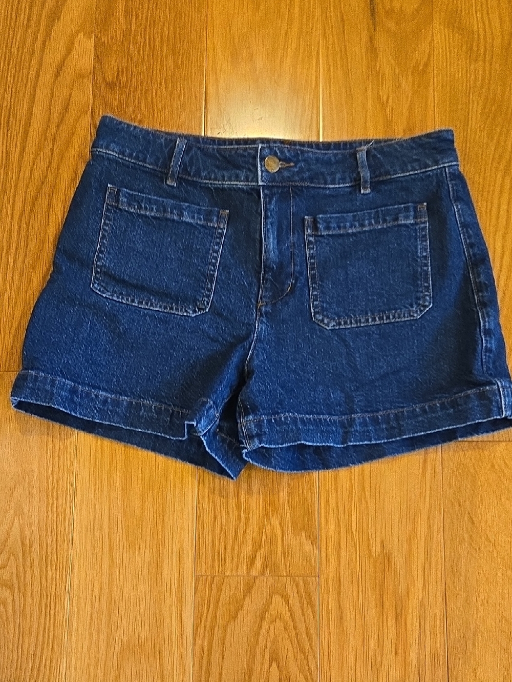 LOFT Dark Indigo Denim Patch-Pocket Shorts